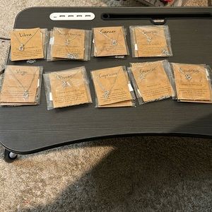 New silver zodiac rhinestone constellation pendant with card